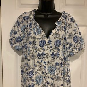 Summer bohemian top, linen blend, loose-fitting, Gap brand